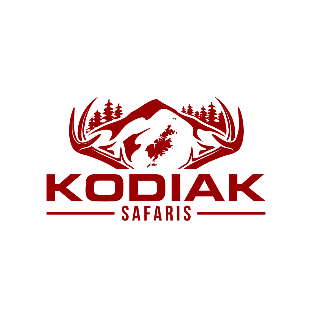 "Kodiak Safaris" with clipart of mountains and antlers