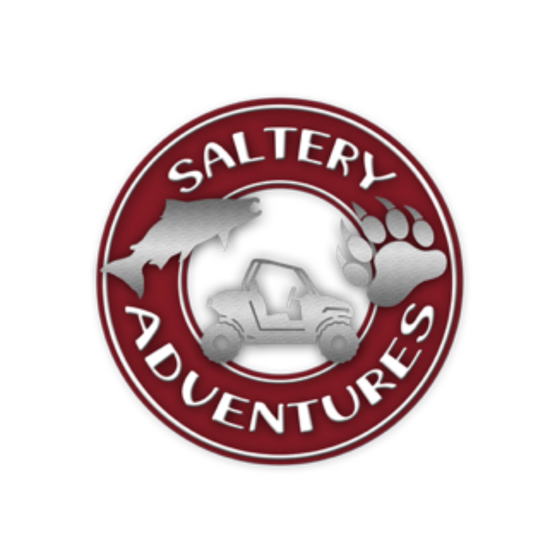 "fish, bear paw print, and side by side image in circle logo"