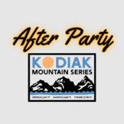 Text After Party in orange and black script above a kodiak Mountain Series logo featuring three mountains and distances: Heitman 13.21 FT, Sharren 14.87 FT, Pyramid 13.95 FT.
