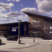 Architectural rendering of the Alaska Airlines temporary terminal at Kodiak Benny Benson State Airport.